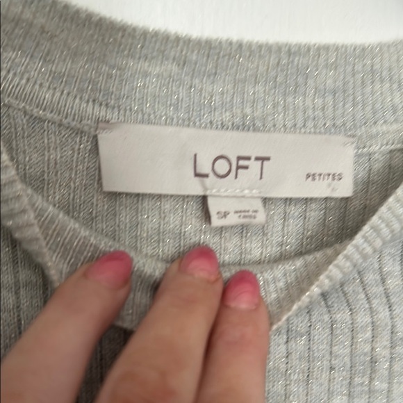 LOFT Gray Ribbed Knit Top - Picture 3 of 4